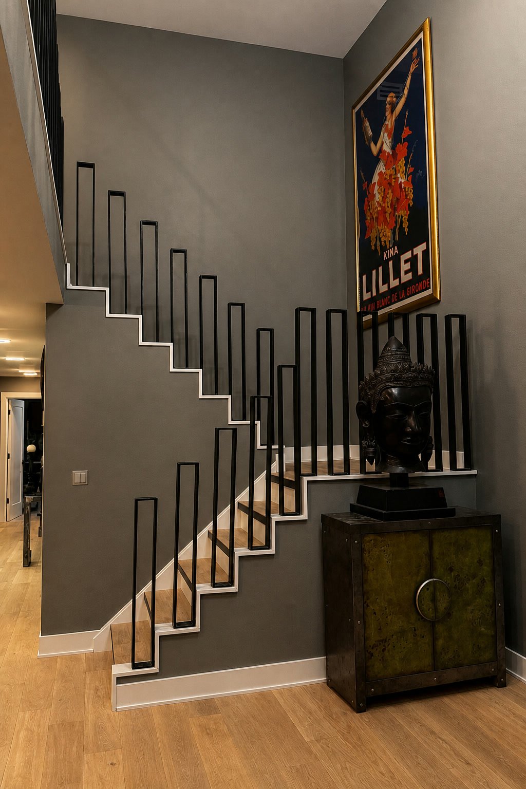 Staircase stringer with traveling shadows