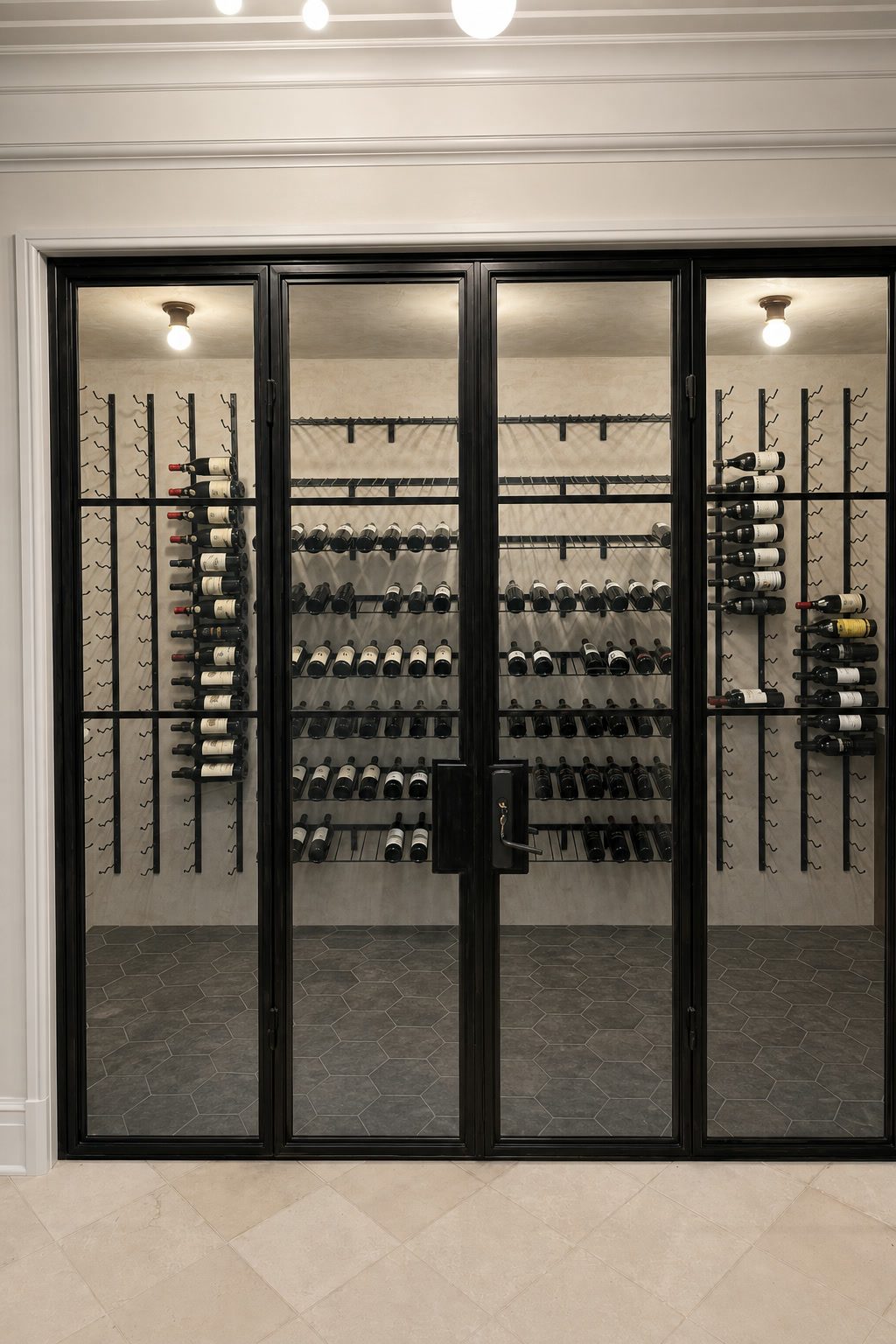 Custom steel door set in a finished opening