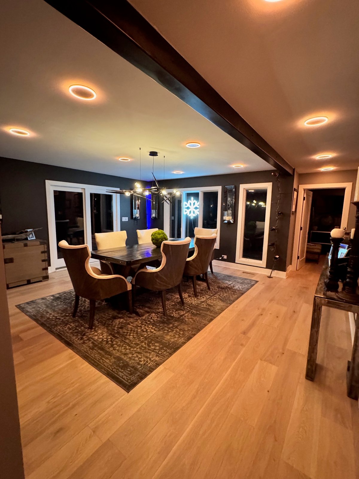 Finished dining room at Robinwood in Highland Park