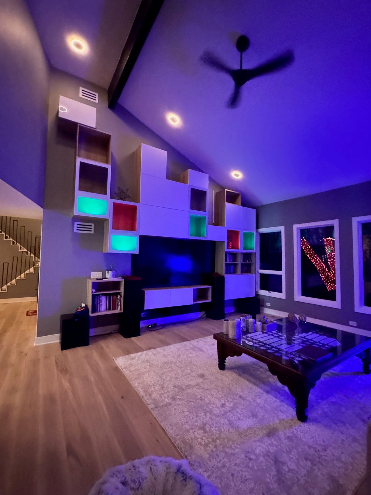Custom built-ins carrying storage and visual order at the Robinwood residence