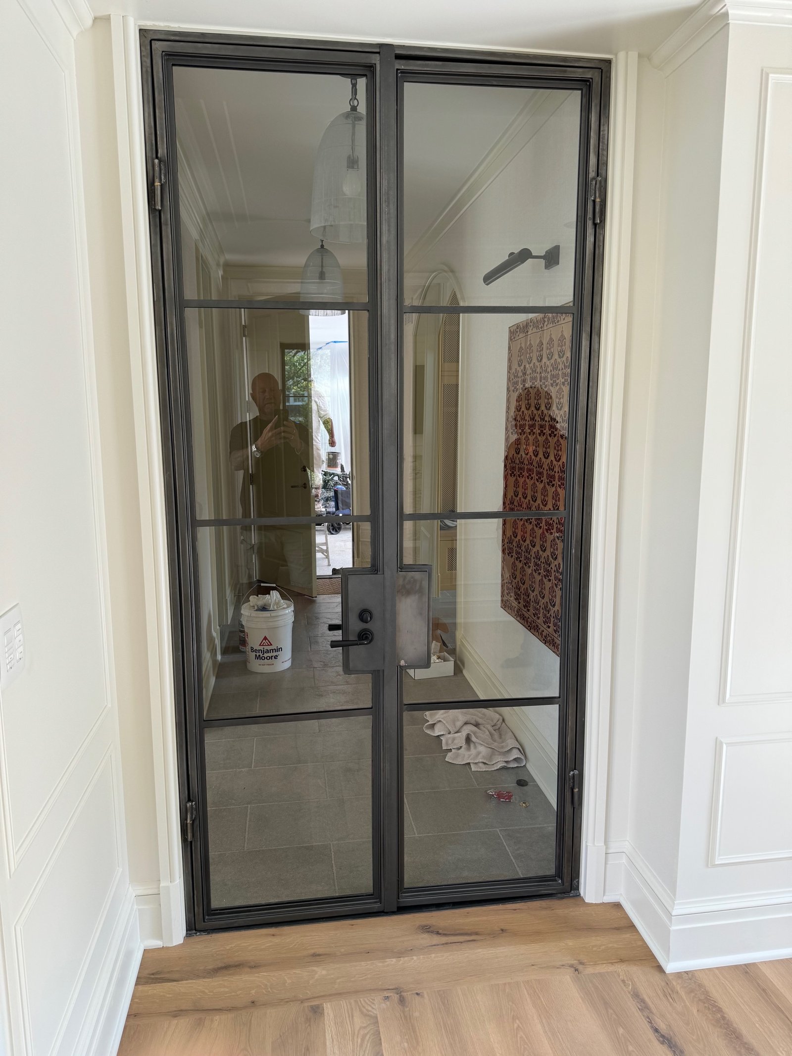 Loft interior with the steel-and-glass divider in place